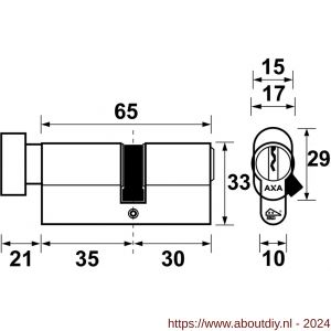 AXA knop veiligheidscilinder Security verlengd K35-30 - A21600018 - afbeelding 2