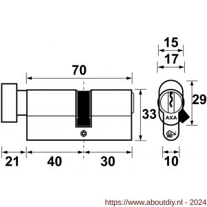 AXA knop veiligheidscilinder Security verlengd K40-30 - A21600024 - afbeelding 2