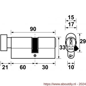 AXA knop veiligheidscilinder Security verlengd K60-30 - A21600038 - afbeelding 2