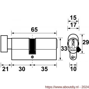 AXA knop veiligheidscilinder Security verlengd K30-35 - A21600012 - afbeelding 2