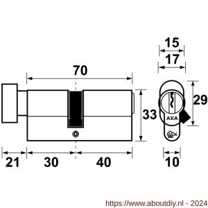 AXA knop veiligheidscilinder Security verlengd K30-40 - A21600013 - afbeelding 2