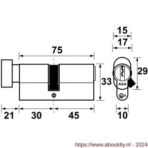 AXA knop veiligheidscilinder Security verlengd K30-45 - A21600014 - afbeelding 2