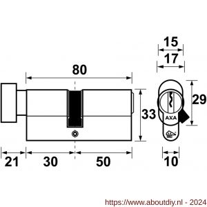 AXA knop veiligheidscilinder Security verlengd K30-50 - A21600015 - afbeelding 2