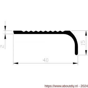 AluArt trapkant 40 mm L 2500 mm per 2 stuks aluminium brute - A20201006 - afbeelding 1