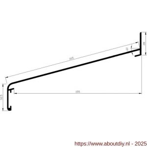 AluArt waterslagprofiel Roundline 15 graden 165/155 mm L 6000 mm aluminium brute - A20201127 - afbeelding 2