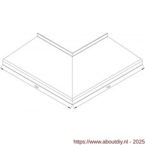 AluArt waterslagprofiel hoekstuk 90 graden uitwendig 500x500 mm voor Roundline 250/5 aluminium brute - A20201205 - afbeelding 1