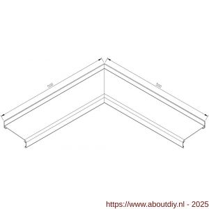 AluArt waterslagprofiel hoekstuk 90 graden inwendig 500x500 mm voor Roundline 110/5 aluminium brute - A20201210 - afbeelding 1