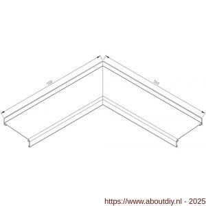 AluArt waterslagprofiel hoekstuk 90 graden inwendig 500x500 mm voor Roundline 130/5 aluminium brute - A20201212 - afbeelding 1