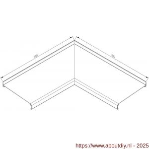 AluArt waterslagprofiel hoekstuk 90 graden inwendig 500x500 mm voor Roundline 200/5 aluminium brute - A20201220 - afbeelding 1