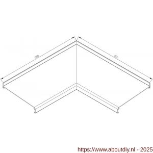 AluArt waterslagprofiel hoekstuk 90 graden inwendig 500x500 mm voor Roundline 220/5 aluminium brute - A20201222 - afbeelding 1