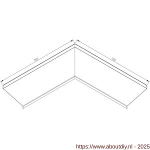 AluArt waterslagprofiel hoekstuk 90 graden inwendige hoek 140 mm 500x500 mm voor AL060246 aluminium brute - A20201150 - afbeelding 2