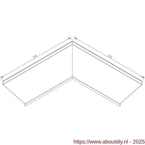 AluArt waterslagprofiel hoekstuk 90 graden inwendige hoek 160 mm 500x500 mm voor AL060247 aluminium brute - A20201151 - afbeelding 2