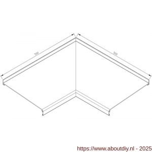 AluArt waterslagprofiel hoekstuk 90 graden inwendig 500x500 mm voor Roundline 275/5 aluminium brute - A20201224 - afbeelding 1