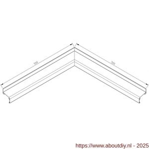 AluArt waterslagprofiel hoekstuk 90 graden inwendig 500x500 mm voor Roundline 50/15 aluminium brute - A20201207 - afbeelding 1