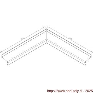 AluArt waterslagprofiel hoekstuk 90 graden inwendig 500x500 mm voor Roundline 70/15 aluminium brute - A20201208 - afbeelding 1