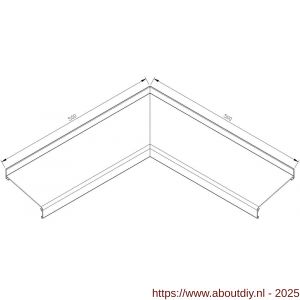 AluArt waterslagprofiel hoekstuk 90 graden inwendig 500x500 mm voor Roundline 130/15 aluminium brute - A20201213 - afbeelding 1