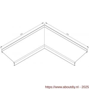 AluArt waterslagprofiel hoekstuk 90 graden inwendig 500x500 mm voor Roundline 150/15 aluminium brute - A20201215 - afbeelding 1