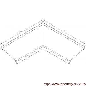 AluArt waterslagprofiel hoekstuk 90 graden inwendig 500x500 mm voor Roundline 180/15 aluminium brute - A20201219 - afbeelding 1