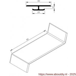 AluArt waterslagprofiel koppelstuk voor waterslag 80 mm aluminium brute - A20201169 - afbeelding 2