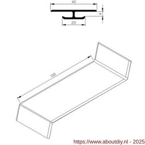 AluArt waterslagprofiel koppelstuk voor waterslag 100 mm aluminium brute - A20201171 - afbeelding 2