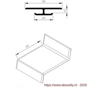 AluArt waterslagprofiel koppelstuk voor waterslag 40 mm aluminium brute - A20201165 - afbeelding 2