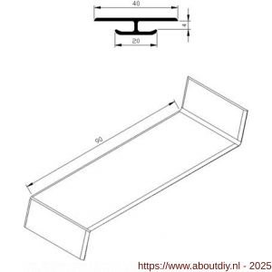 AluArt waterslagprofiel koppelstuk voor waterslag 90 mm aluminium brute - A20201170 - afbeelding 2
