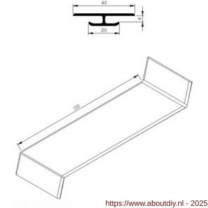 AluArt waterslagprofiel koppelstuk voor waterslag 110 mm aluminium brute - A20201172 - afbeelding 2