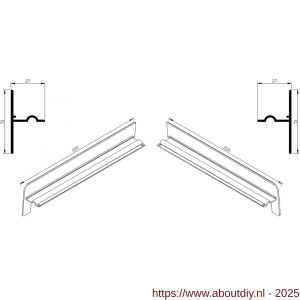 AluArt waterslagprofiel stel kopschotjes op en neer gekeept links en rechts voor Roundline 220/5 aluminium brute - A20201294 - afbeelding 1