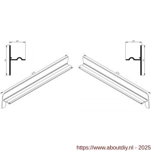 AluArt waterslagprofiel stel kopschotjes op en neer gekeept links en rechts voor Roundline 275/5 aluminium brute - A20201296 - afbeelding 1