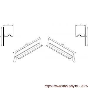 AluArt waterslagprofiel stel kopschotjes op en neer gekeept links en rechts voor Roundline 165/15 aluminium brute - A20201289 - afbeelding 1