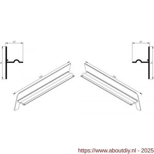 AluArt waterslagprofiel stel kopschotjes op en neer gekeept links en rechts voor Roundline 200/15 aluminium brute - A20201293 - afbeelding 1