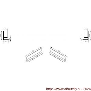 AluArt waterslagprofiel stel kopschotjes links en rechts profiel 100 mm aluminium brute - A20201183 - afbeelding 2