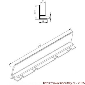 AluArt waterslagprofiel stel kopschotjes links en rechts profiel 140 mm aluminium brute - A20201186 - afbeelding 3