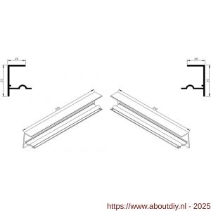 AluArt waterslagprofiel stel kopschotjes met stucrand links en rechts voor Roundline 200/5 aluminium brute - A20201310 - afbeelding 1