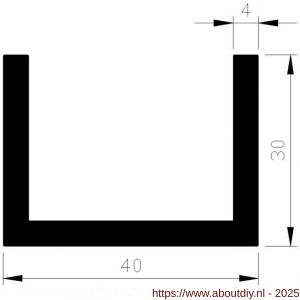 AluArt U-profiel 30x40x30x4 mm L 2500 mm per 2 stuks aluminium onbewerkt - A20200943 - afbeelding 1