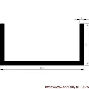 AluArt U-profiel 50x100x50x5 mm L 3000 mm per 2 stuks aluminium onbewerkt - A20200934 - afbeelding 1