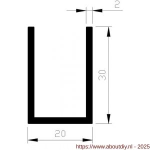 AluArt U-profiel 30x20x30x2 mm L 3000 mm per 2 stuks aluminium onbewerkt - A20200903 - afbeelding 1