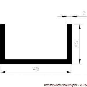 AluArt U-profiel 25x45x25x3 mm L 3000 mm per 2 stuks aluminium onbewerkt - A20200899 - afbeelding 1