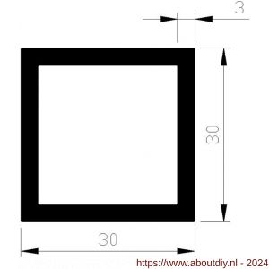 AluArt vierkante buis 30x30x3 mm L 3000 mm per 2 stuks aluminium onbewerkt - A20200472 - afbeelding 1