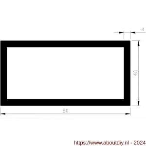 AluArt rechthoekige buis 80x40x4 mm L 3000 mm per 2 stuks aluminium onbewerkt - A20200446 - afbeelding 1