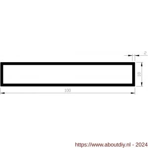 AluArt rechthoekige buis 100x18x2 mm L 3000 mm per 2 stuks aluminium onbewerkt - A20200450 - afbeelding 1