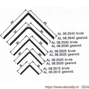 AluArt hoekbeschermer 1000x30x30x2 mm set 6 stuks 8713329110610 aluminium brute - A20200062 - afbeelding 1