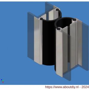 AluArt deurnaaldstel 2200 mm 1x deurnaald rubber smal en 2x profiel geboord aluminium brute - A20201366 - afbeelding 1