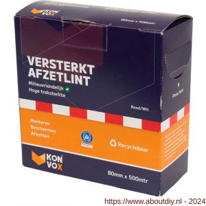 Konvox lint afzetband rood-wit 80 mm x 500 m - A50200426 - afbeelding 2