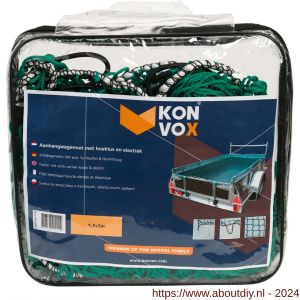 Konvox aanhangwagennet met hoeklussen en elastiek groen 150x200 cm - A50200846 - afbeelding 1