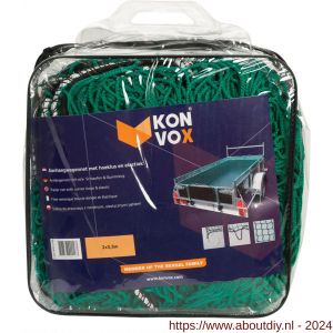 Konvox aanhangwagennet met hoeklussen en elastiek groen 200x350 cm - A50200850 - afbeelding 1