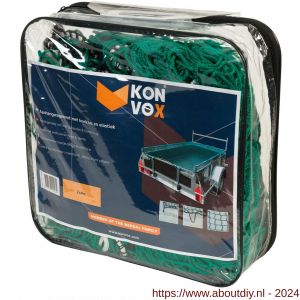 Konvox aanhangwagennet met hoeklussen en elastiek groen 200x400 cm - A50200851 - afbeelding 1