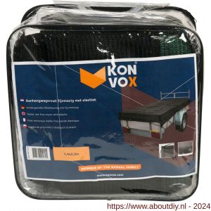 Konvox aanhangwagennet fijnmazig met elastiek 140x250 cm zwart - A50200859 - afbeelding 1