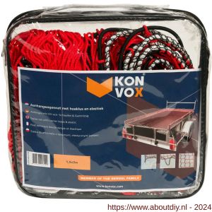 Konvox aanhangwagennet met hoeklussen en elastiek rood 150x200 cm - A50200854 - afbeelding 1