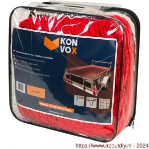 Konvox aanhangwagennet met hoeklussen en elastiek rood 250x450 cm - A50200857 - afbeelding 1